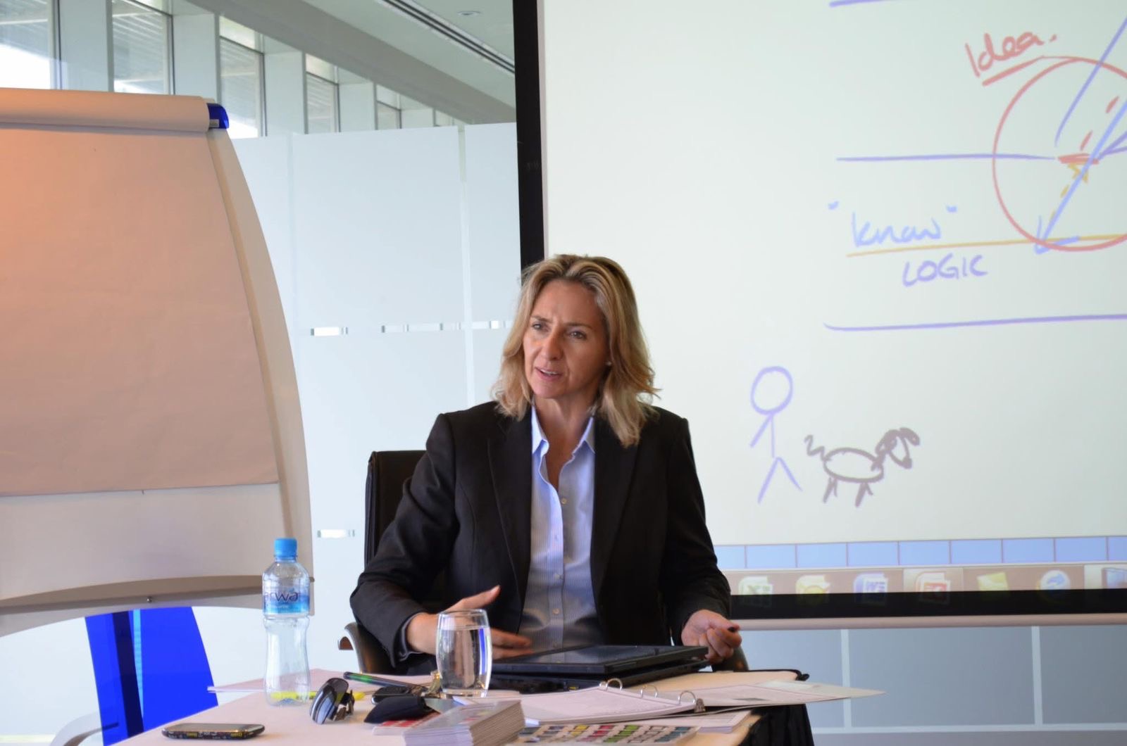 Nicola Tyler facilitating a strategy session at a whiteboard